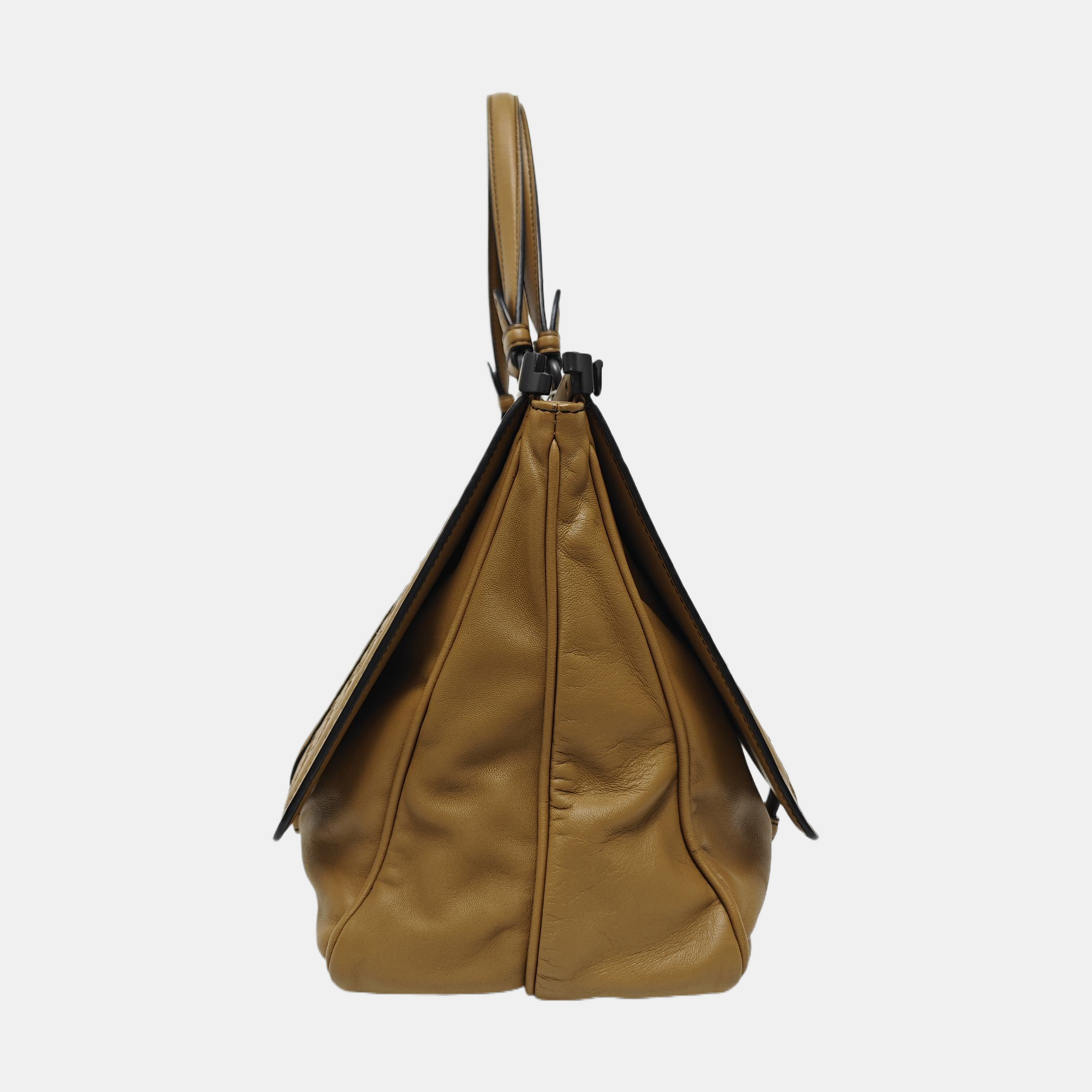Lambskin Shoulder Bag Brown