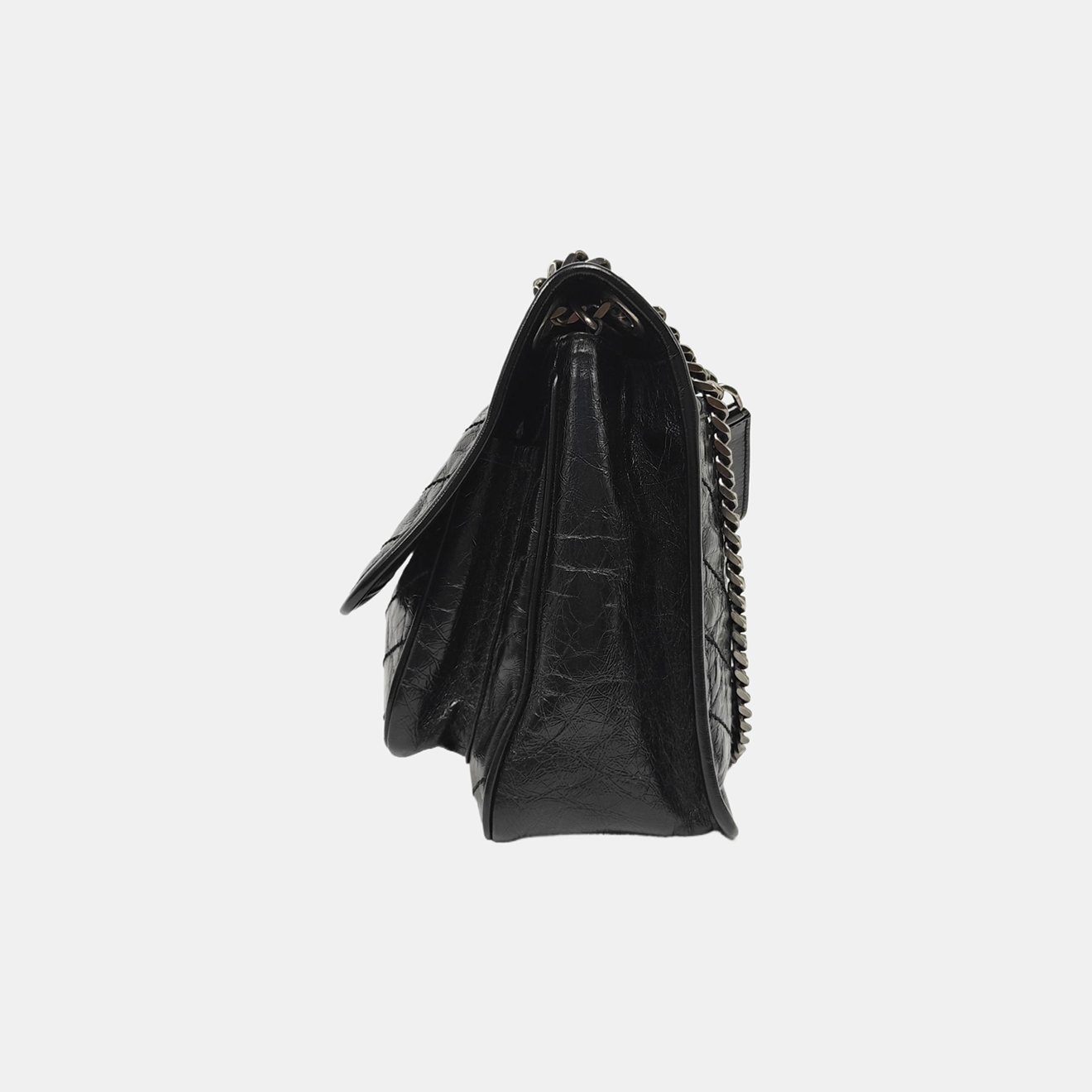 NIKI Medium Chevron Calfskin Black