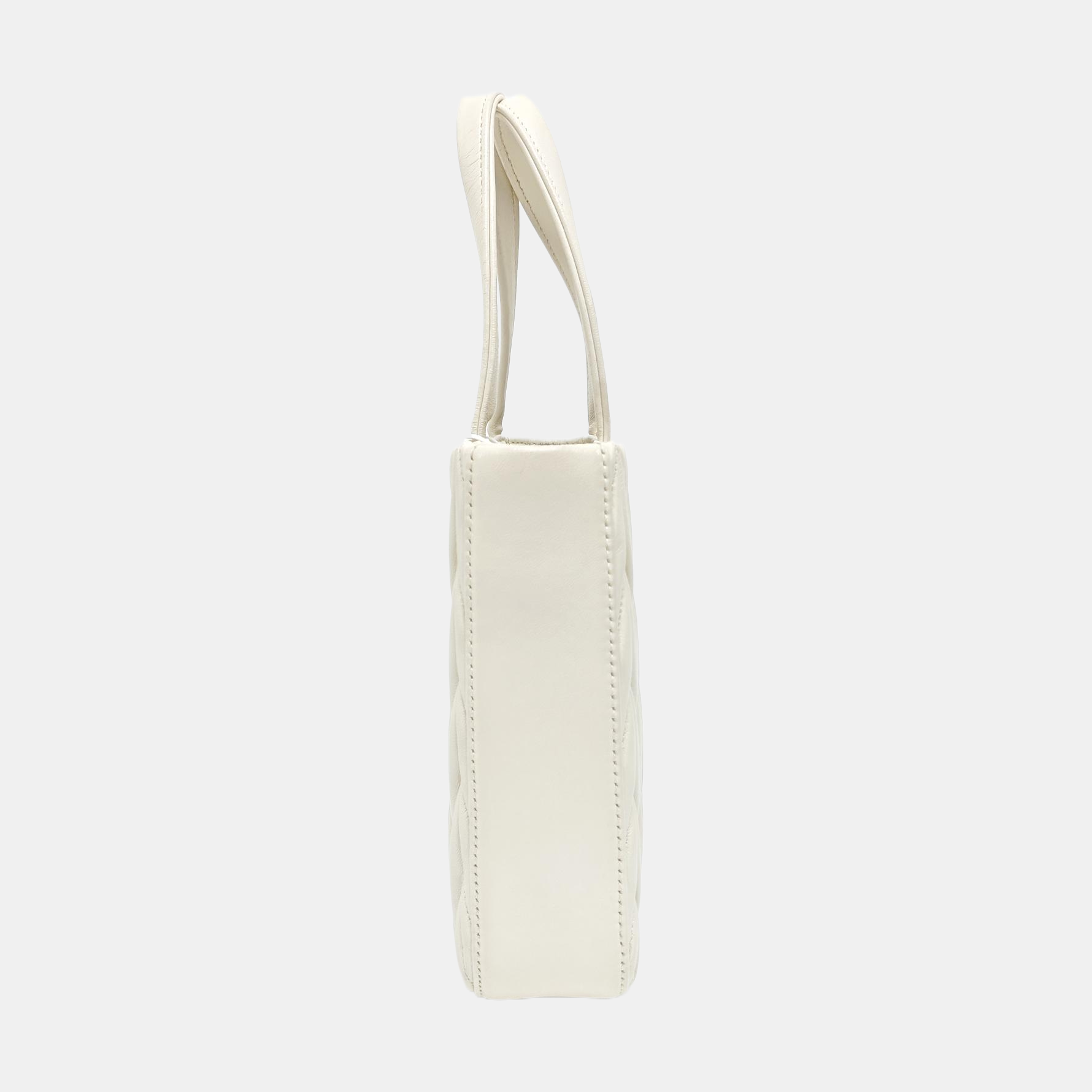 Matelassé Small Quilted Lambskin White