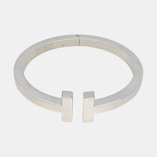 Tiffany T 18k White Gold Silver Bangle