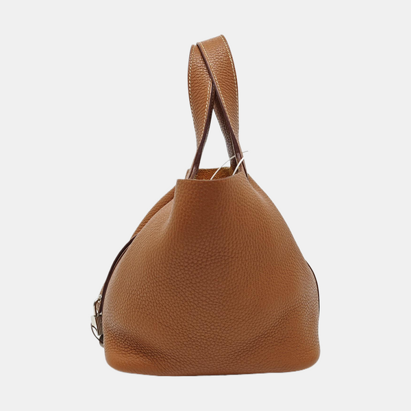 Authenticated pre-owned  Picotin Lock Clemence Brown - Top Handle Bag at Looply