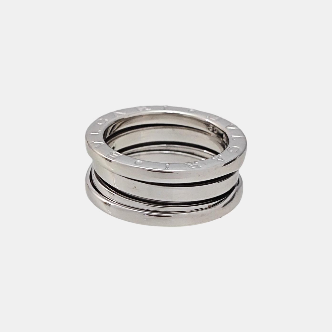 B.ZERO1 18k White Gold Silver Ring EU 50
