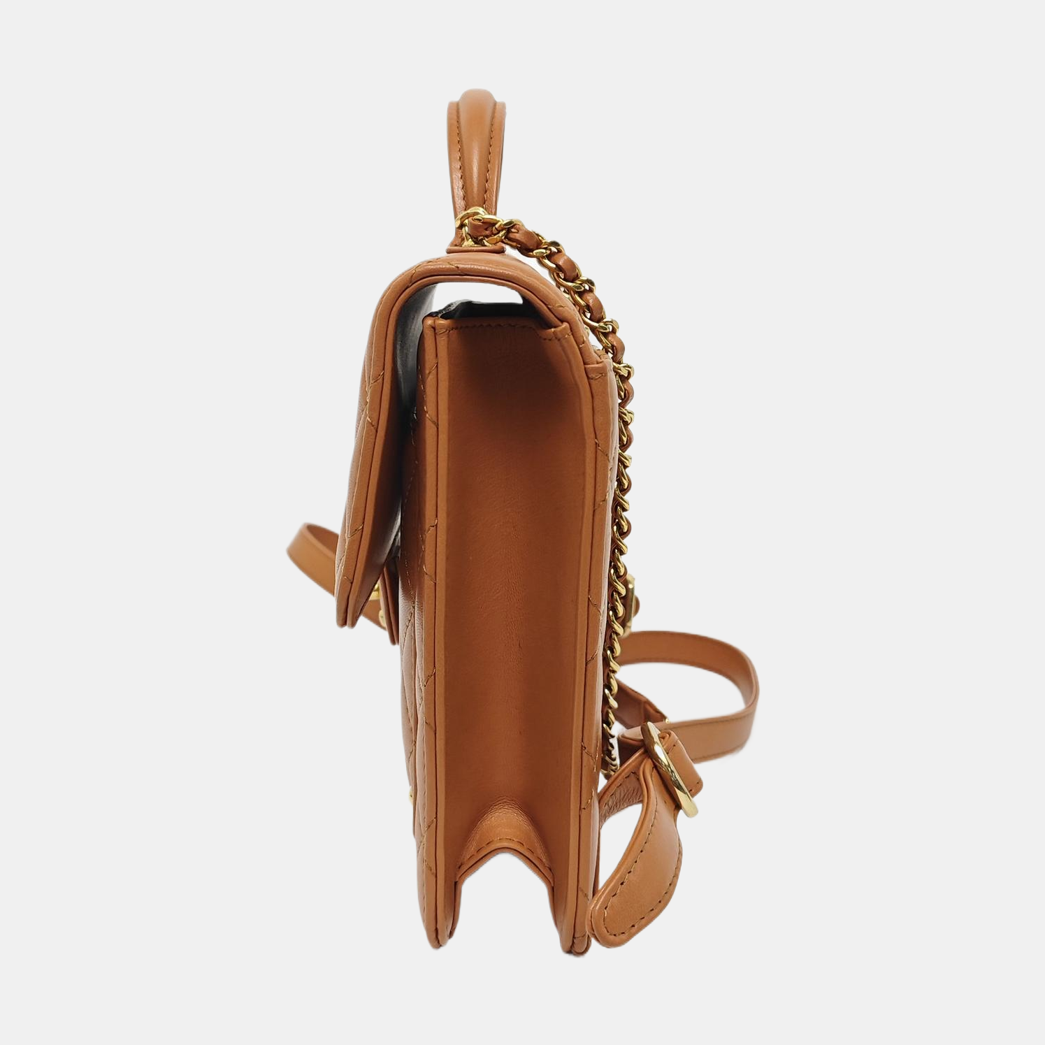 Quilted Lambskin Backpack Brown