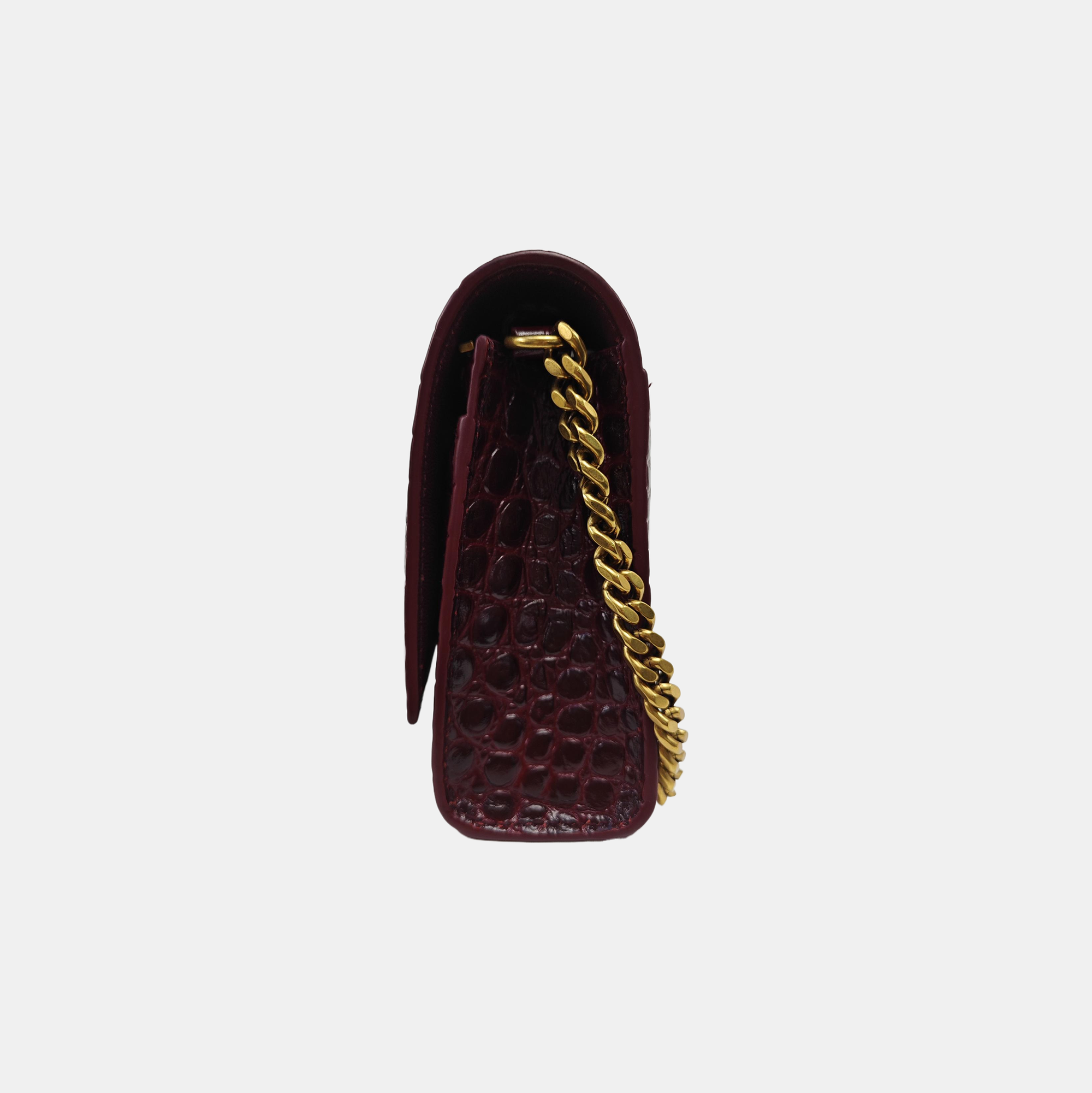 Hourglass Wallet On Chain Mini Calfskin Red