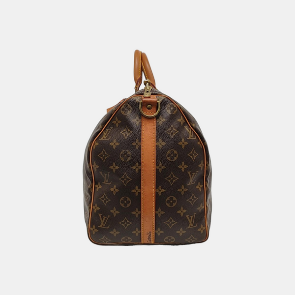 KEEPALL 60 Monogram Coated Canvas Brown