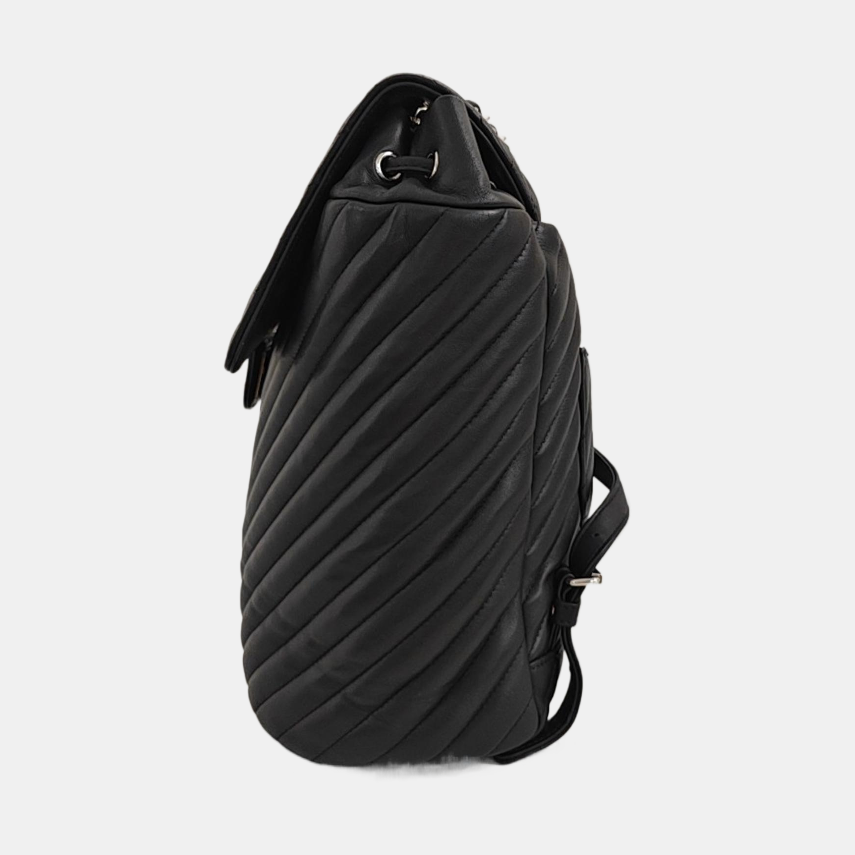 Chevron Calfskin Backpack Black