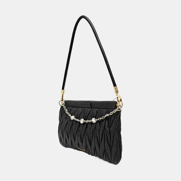 Quilted Lambskin Top Handle Bag Black