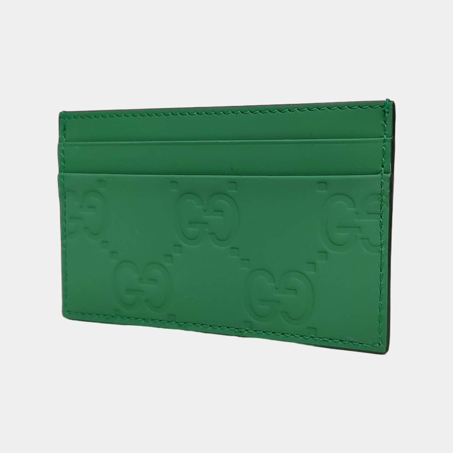 Signature Monogram Calfskin Green Card Holder