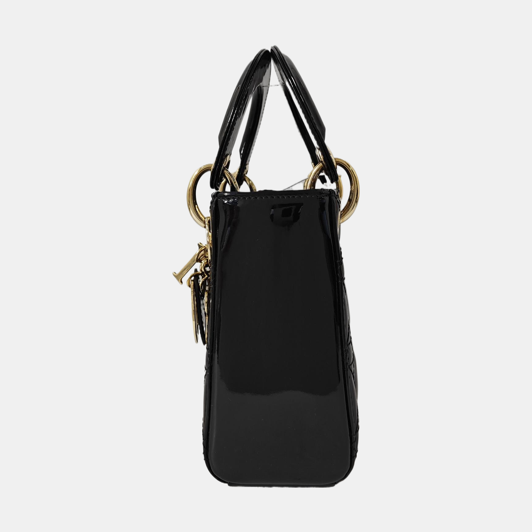 Lady Dior Mini Cannage Patent Leather Black