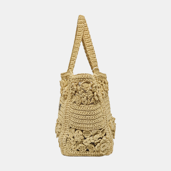 Book Tote Small Straw Beige