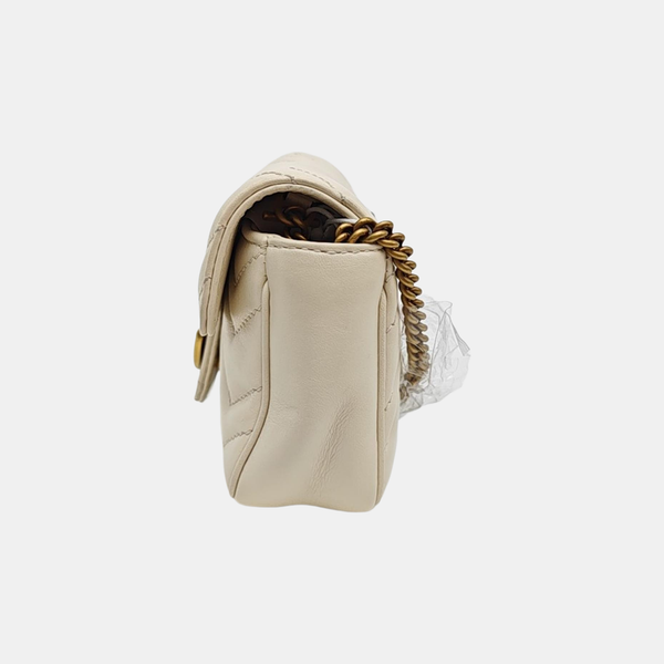 GG Marmont Mini Quilted Calfskin White