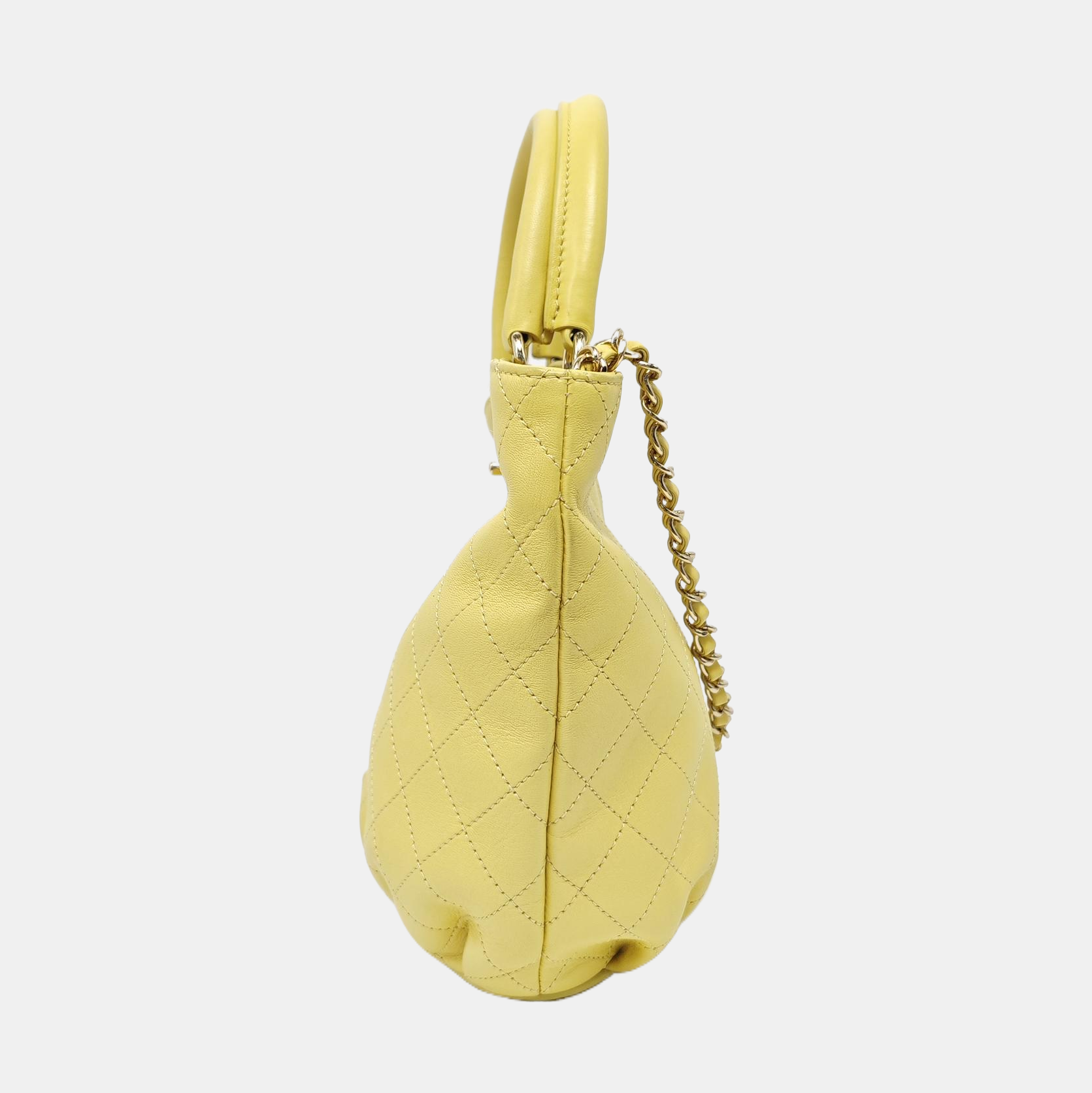 Quilted Calfskin Bucket Bag Yellow