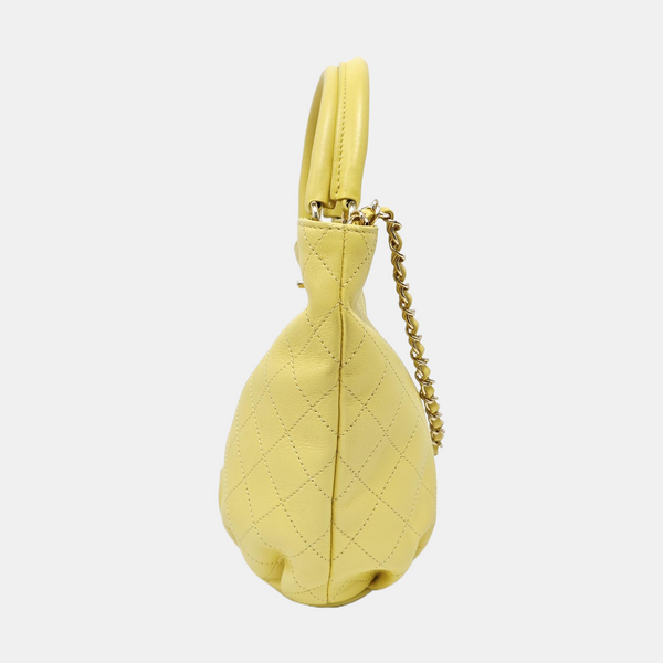 Quilted Calfskin Bucket Bag Yellow