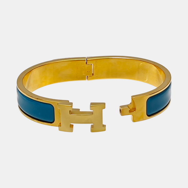 Clic H Metal Blue Bangle