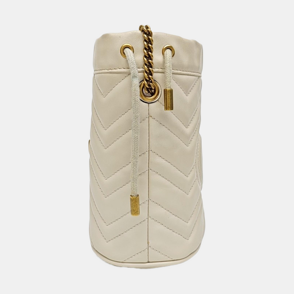 GG Marmont Mini Quilted Calfskin White