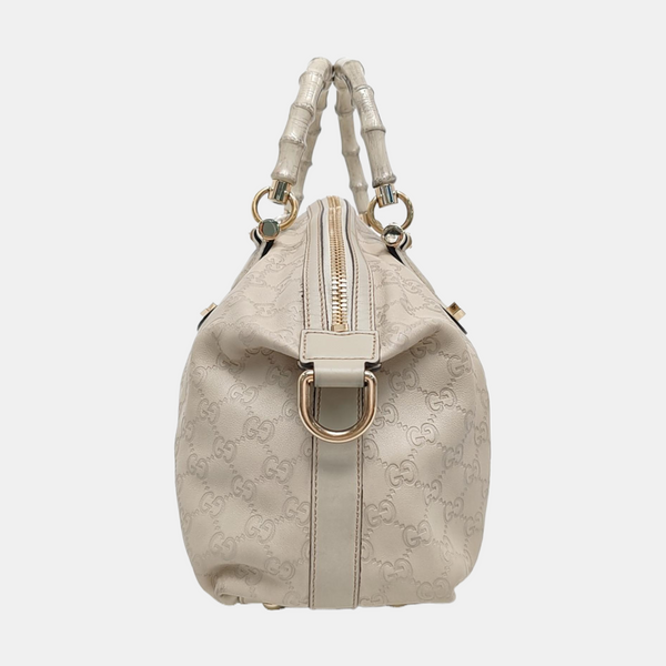 Monogram Calfskin Top Handle Bag White