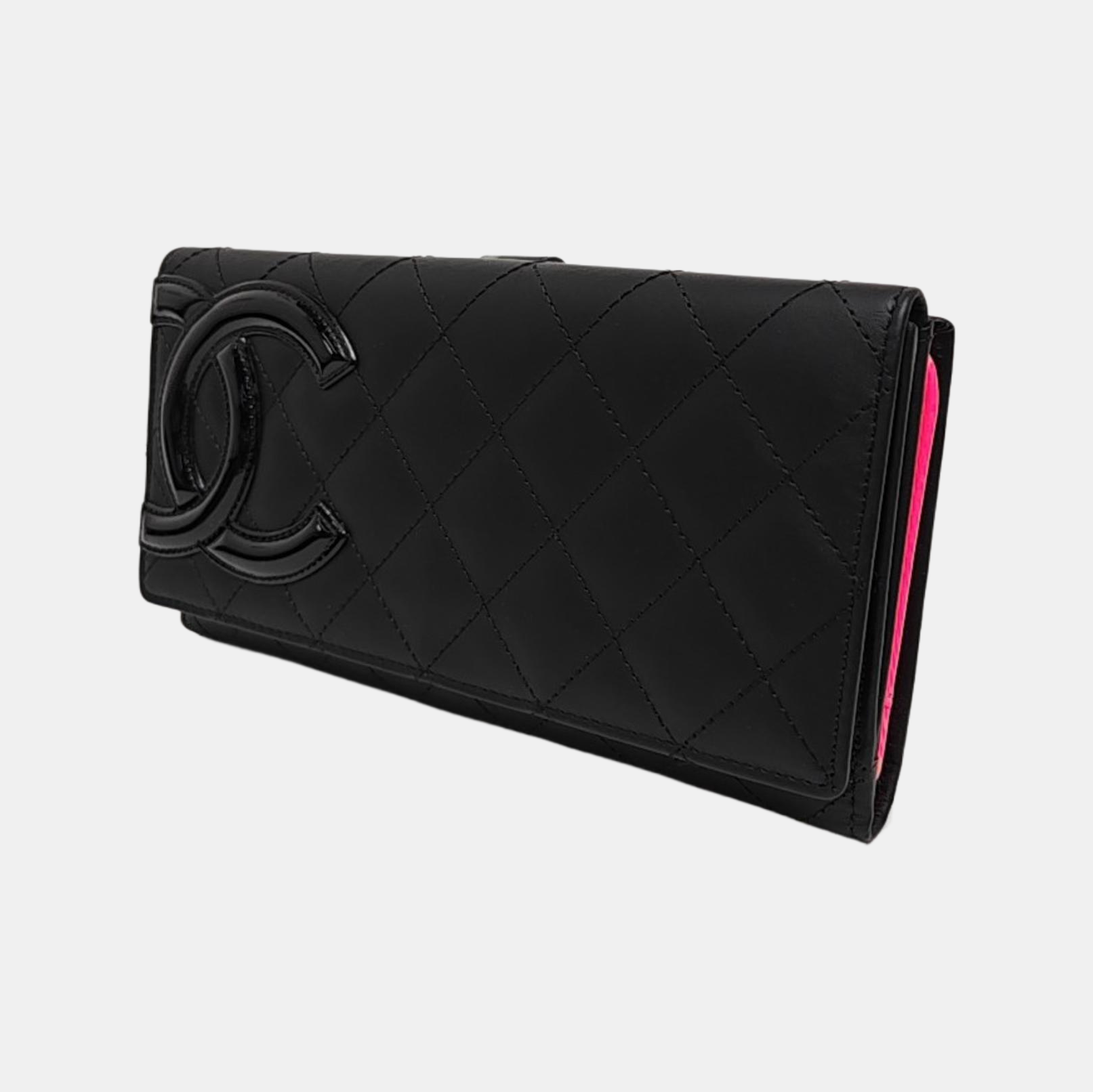 CAMBON Medium Quilted Calfskin Black Wallet