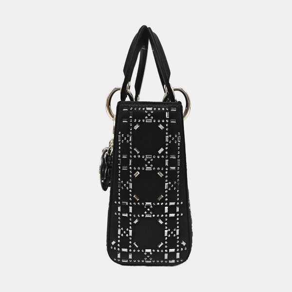 Authenticated pre-owned  Lady Dior Mini Silk Satin Black - Tote Bag at Looply