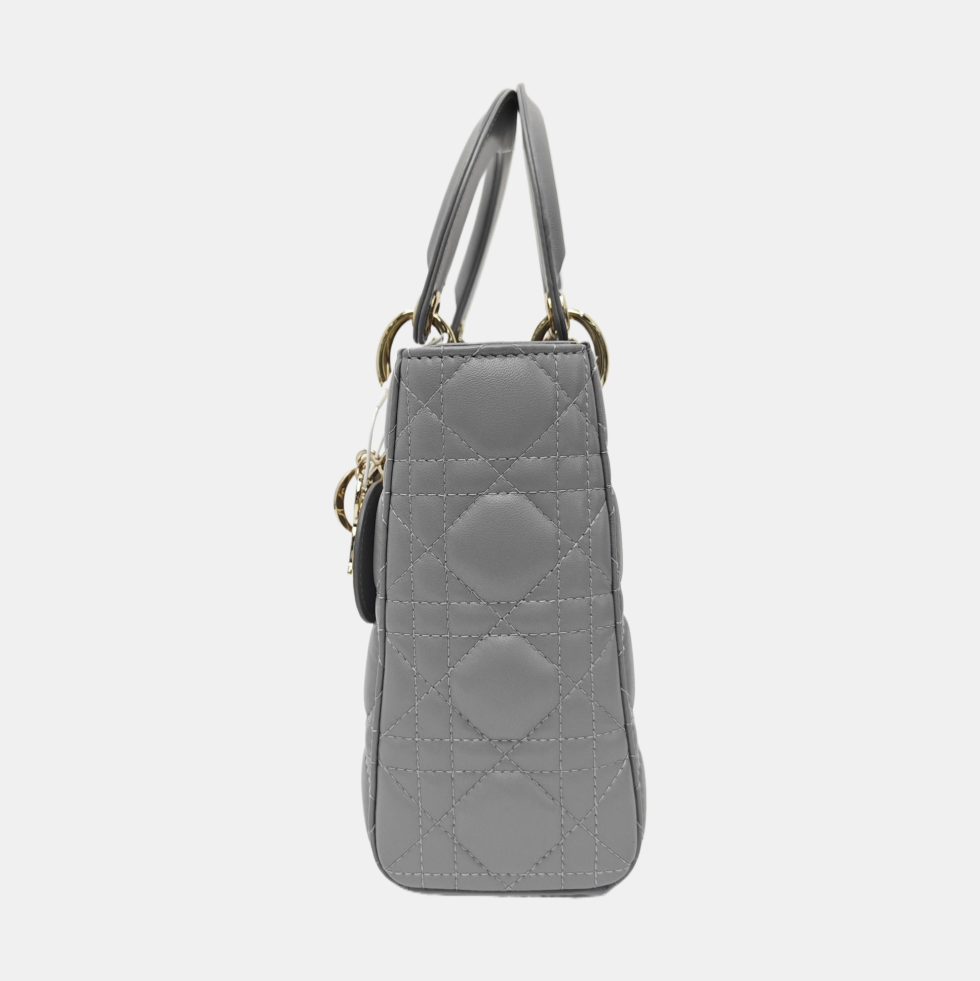 Lady Dior Small Cannage Lambskin Gray