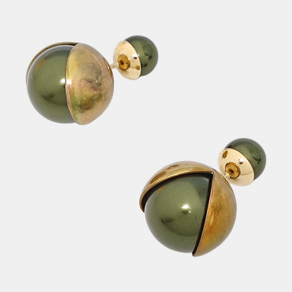 Metal Green Stud Earrings