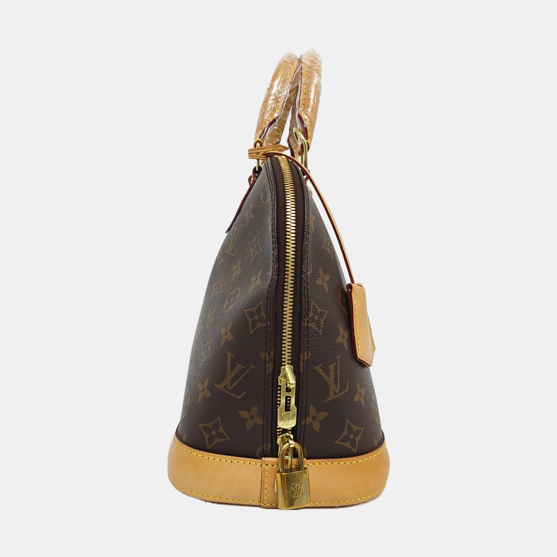 ALMA PM Monogram Coated Canvas Brown