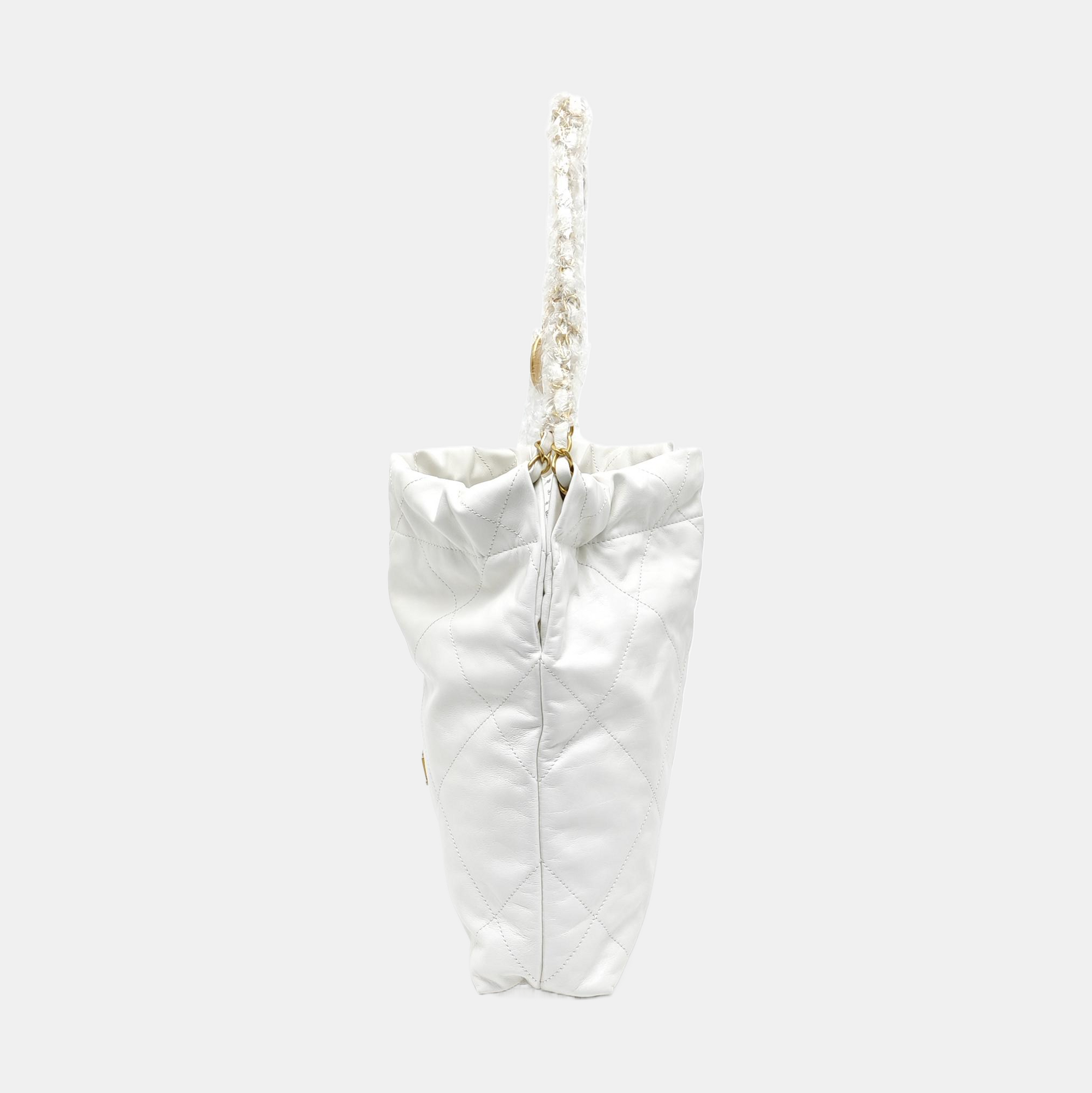CHANEL 22 Small Quilted Calfskin White
