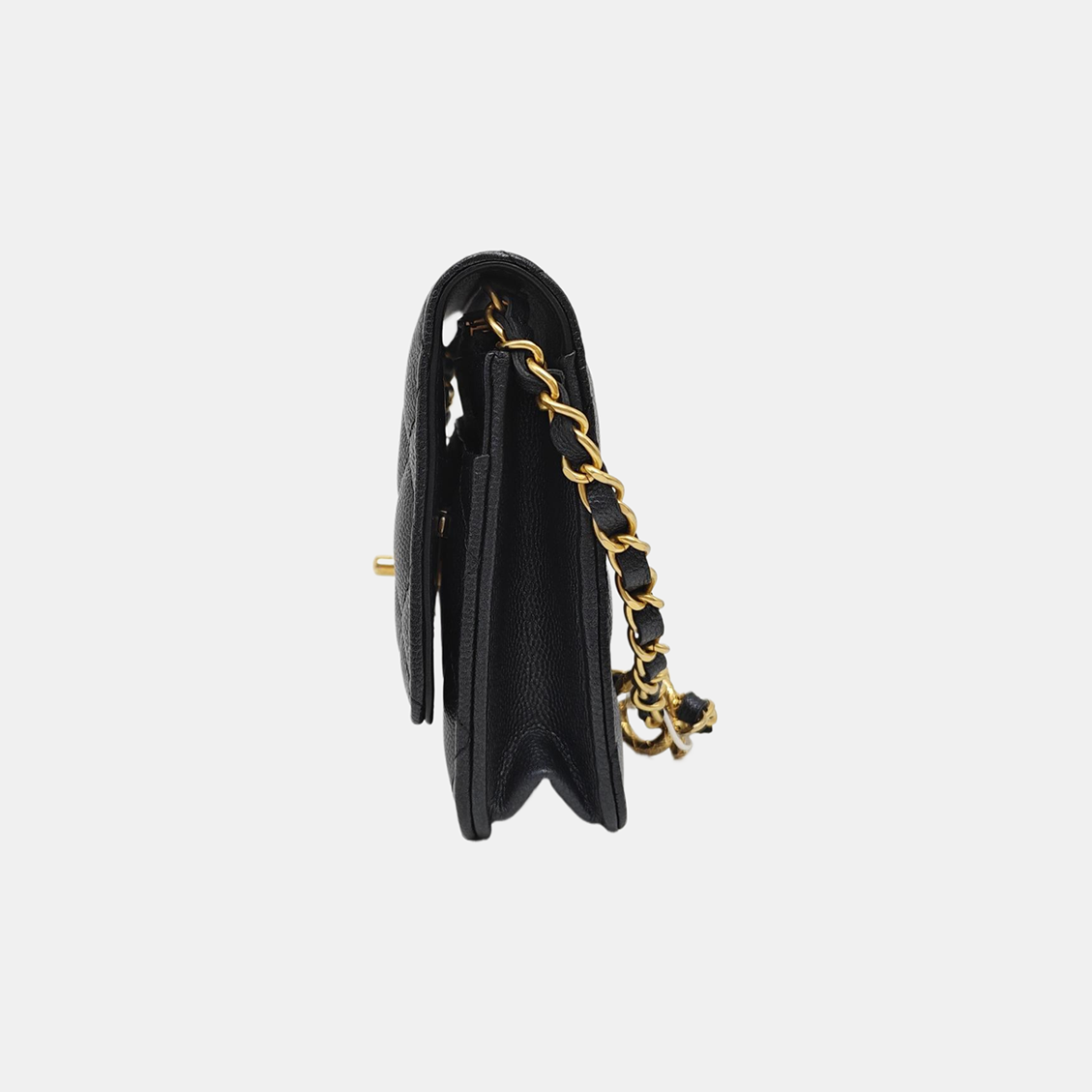 Quilted Grained Calfskin Shoulder Bag Black