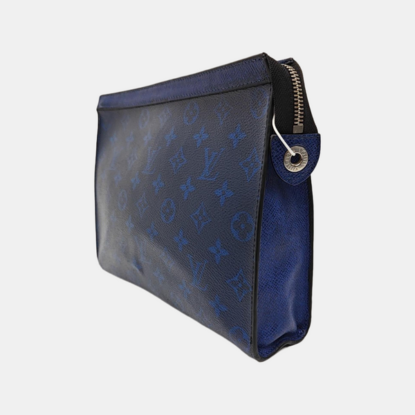 Pochette Voyag MM Monogram Coated Canvas Blue