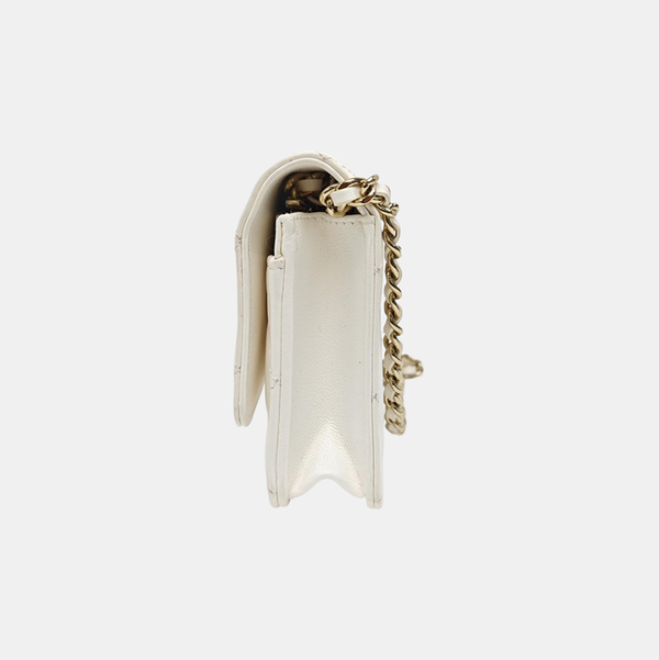 Quilted Lambskin Shoulder Bag White