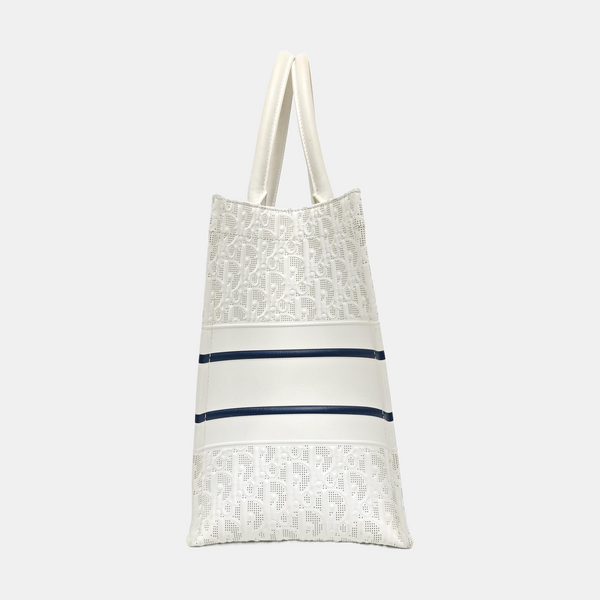 Book Tote Medium Oblique Calfskin White