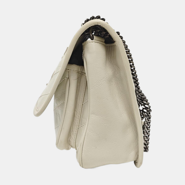 NIKI Small Chevron Calfskin White