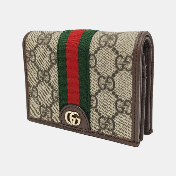 Ophidia Mini Monogram Coated Canvas Brown Card Holder