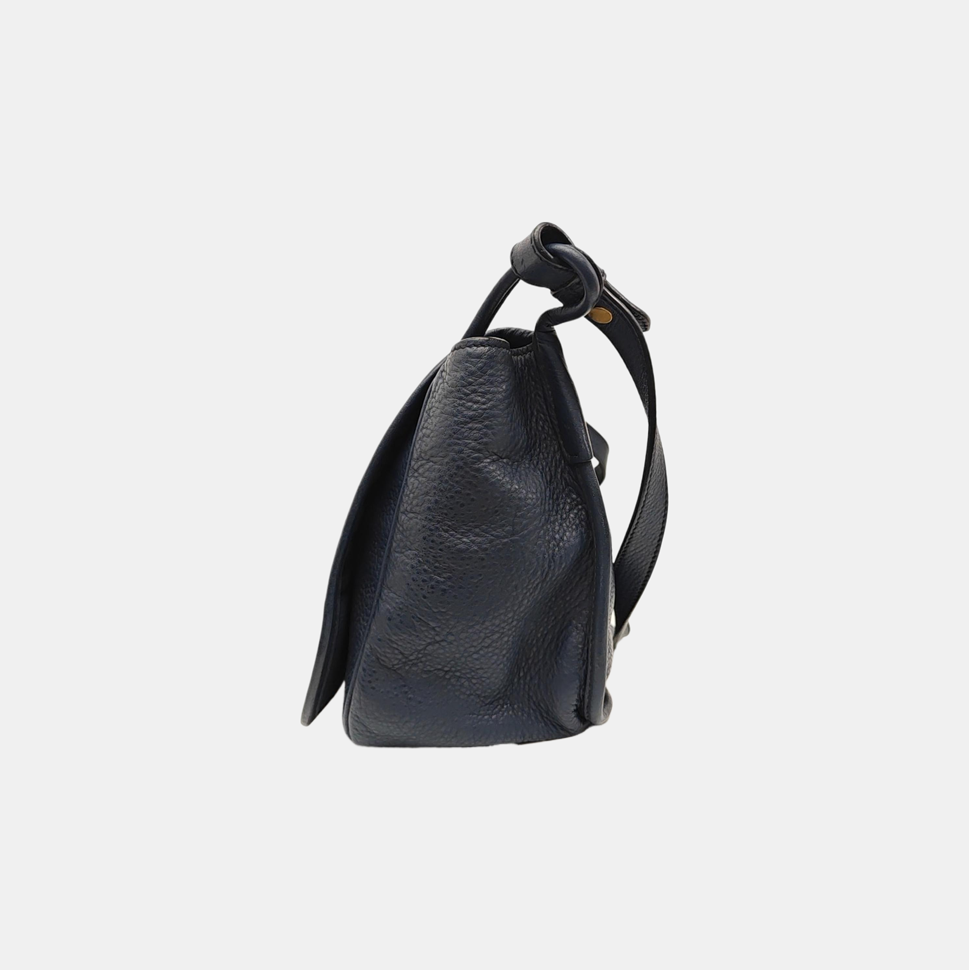 Leather Shoulder Bag Blue