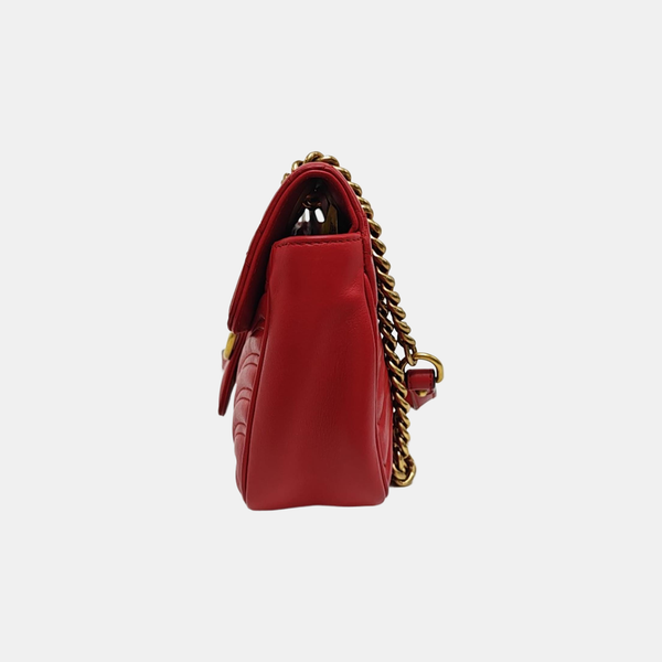 GG Marmont Medium Quilted Calfskin Red
