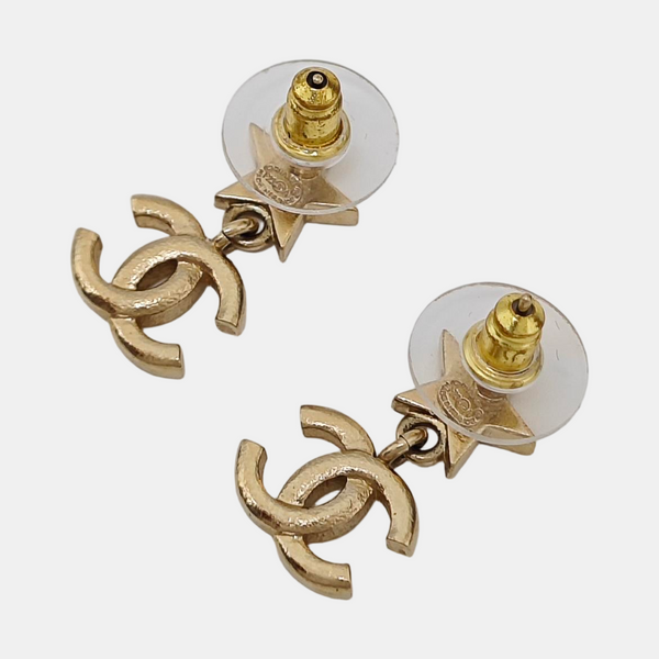 CC Logo Metal Gold Stud Earrings