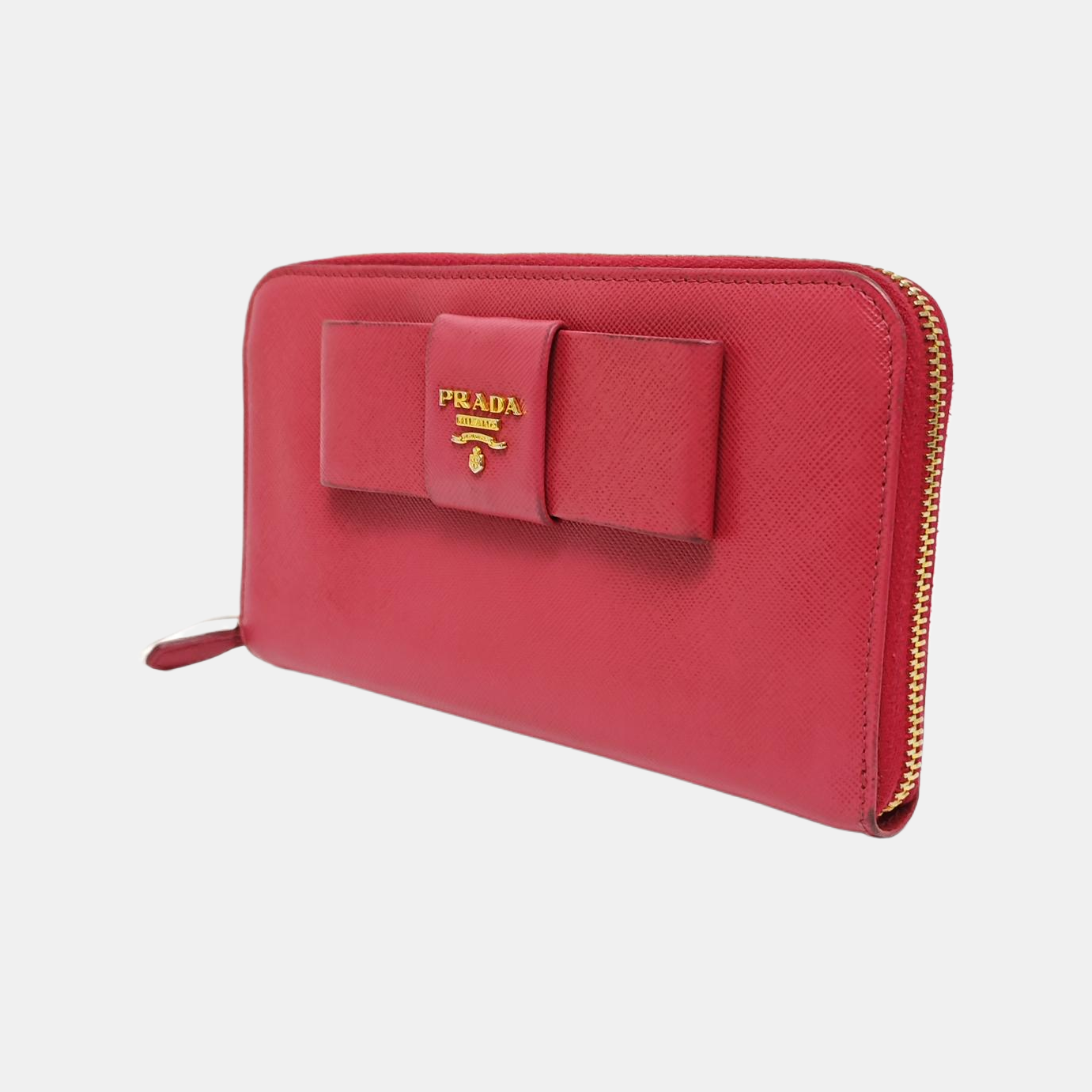 Fiocco Bow Saffiano Calfskin Red Wallet