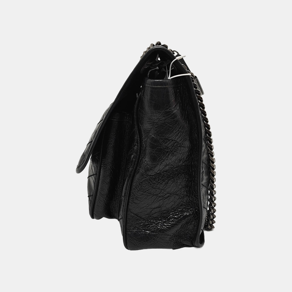 NIKI Large Chevron Calfskin Black