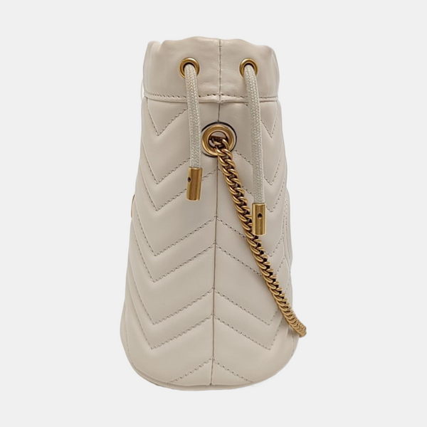 GG Marmont Mini Piel de Becerro Acolchada Blanca