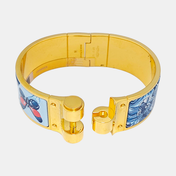 Enamel Hinged Bracelet Metal Gold Bangle