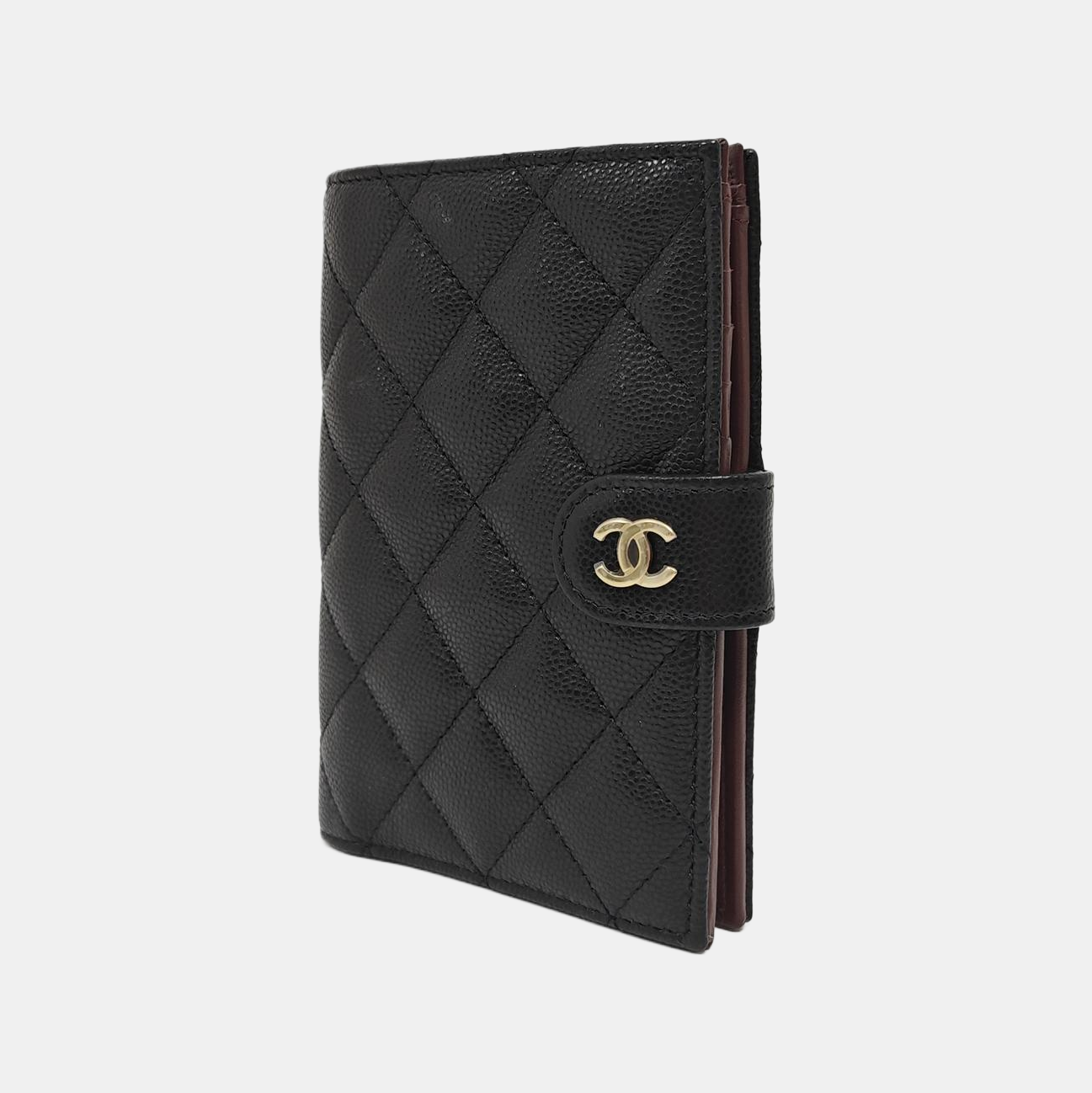 Quilted Grained Calfskin Wallet Black