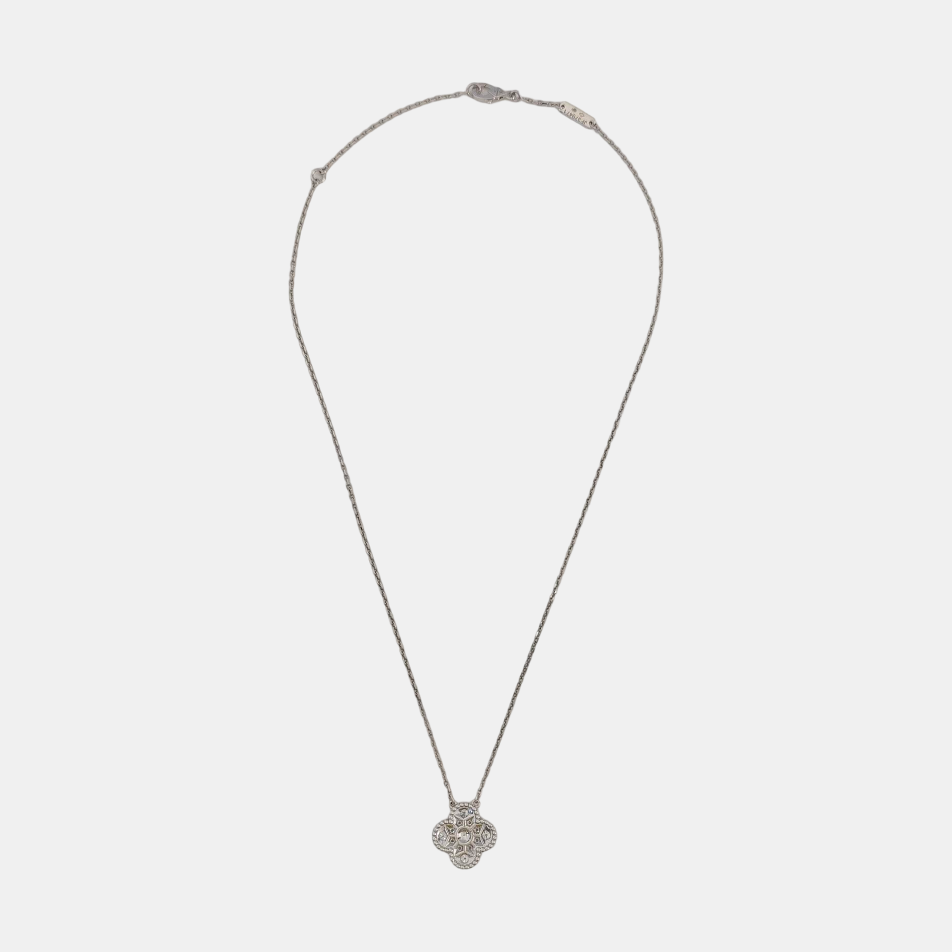Vintage Alhambra White Gold Silver Necklace