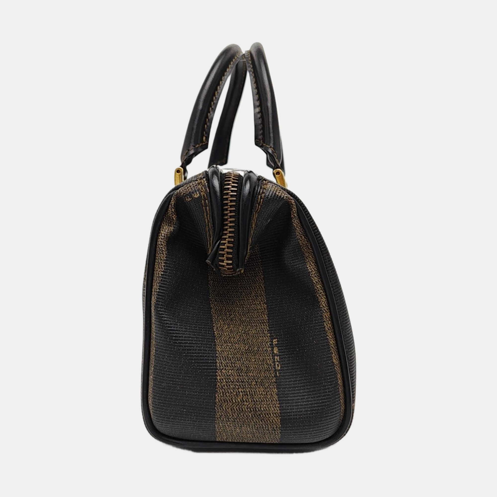 Coated Canvas Shoulder Bag Brown