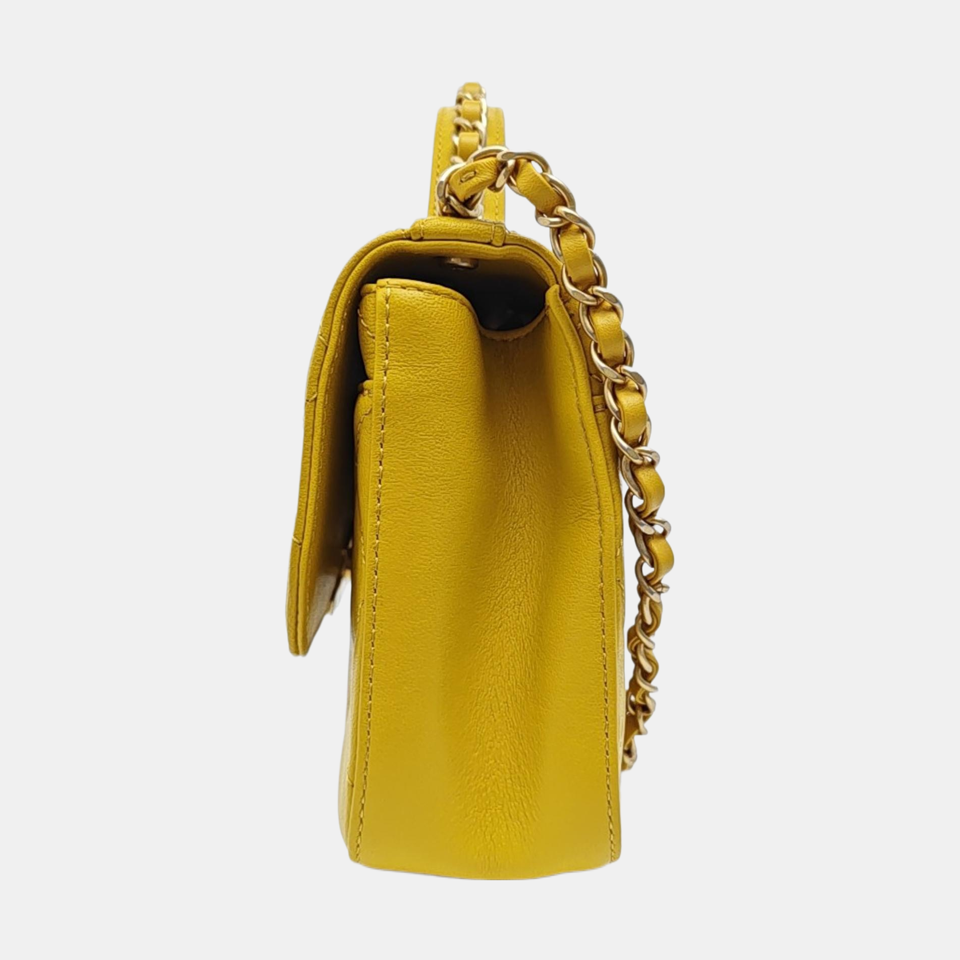 CHAIN INFINITY TOP HANDLE Quilted Lambskin Yellow