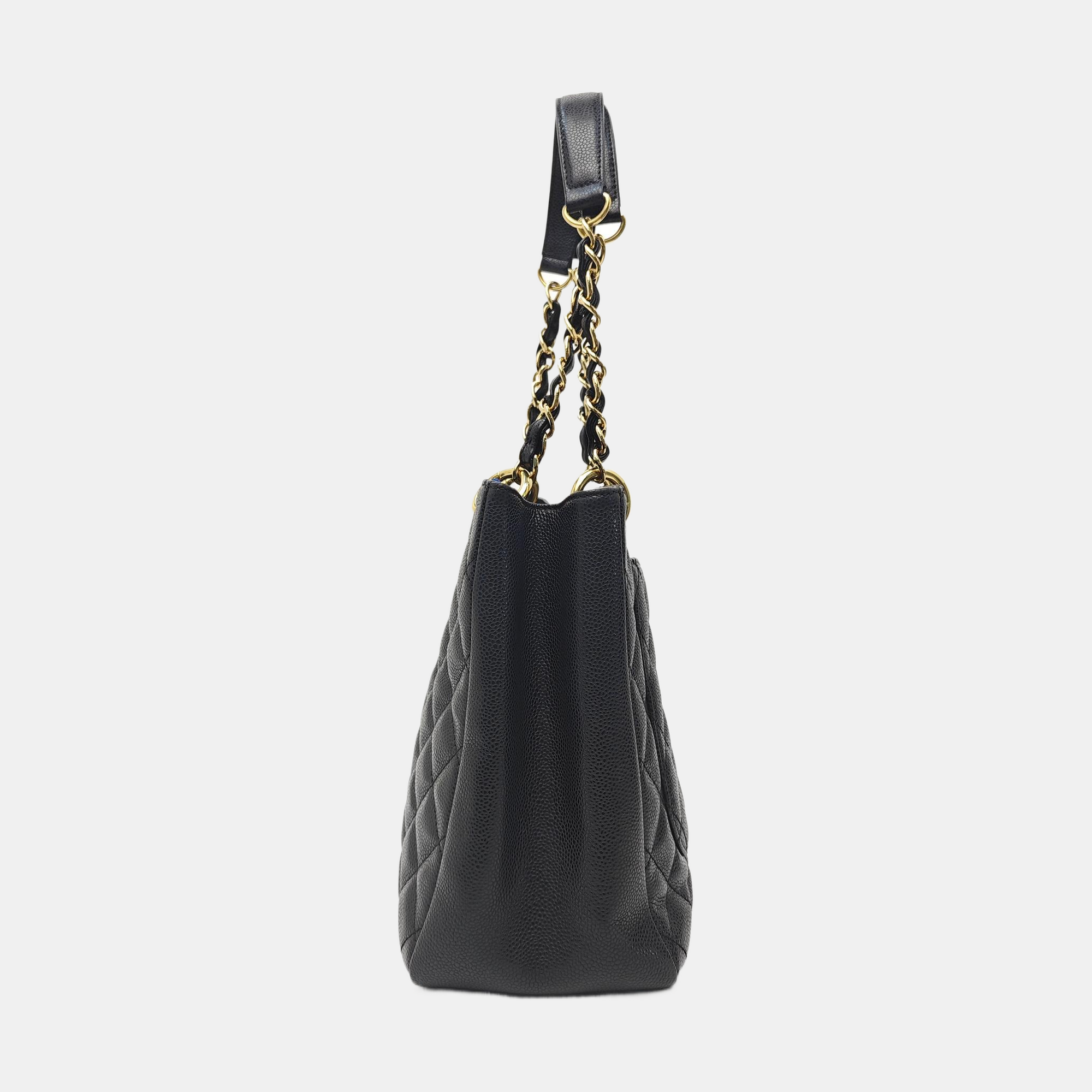 CHANEL GST Large Quilted Grained Calfskin Black