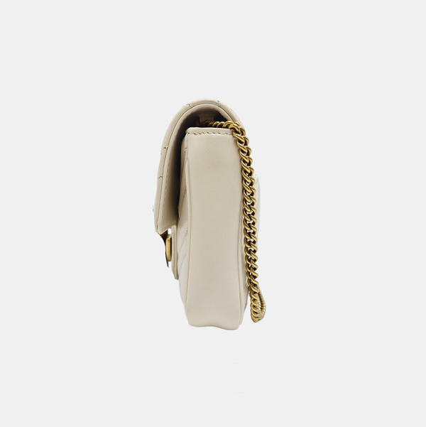 GG Marmont Small Quilted Calfskin White