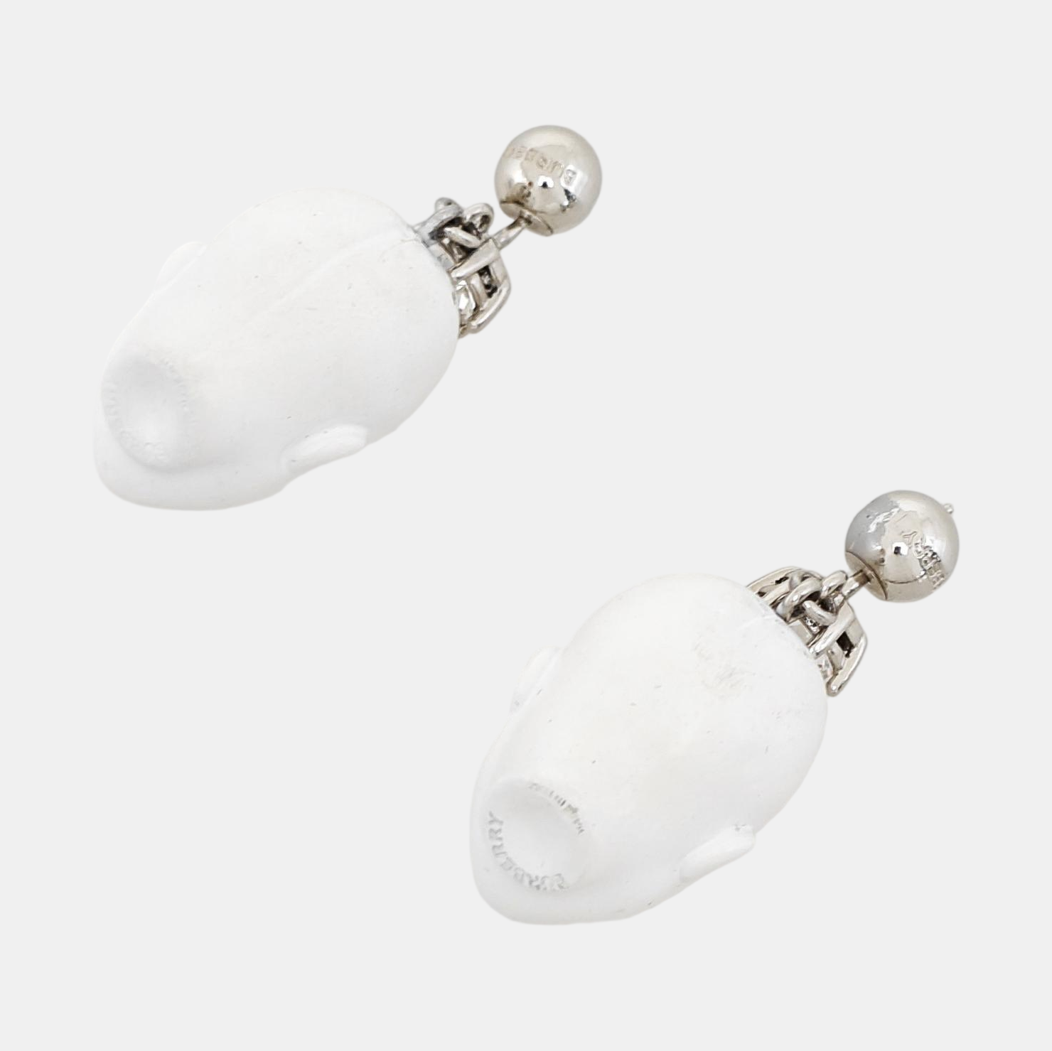 Palladium Plated White Stud Earrings