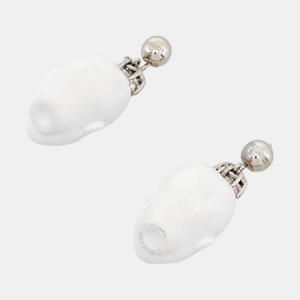 Palladium Plated White Stud Earrings