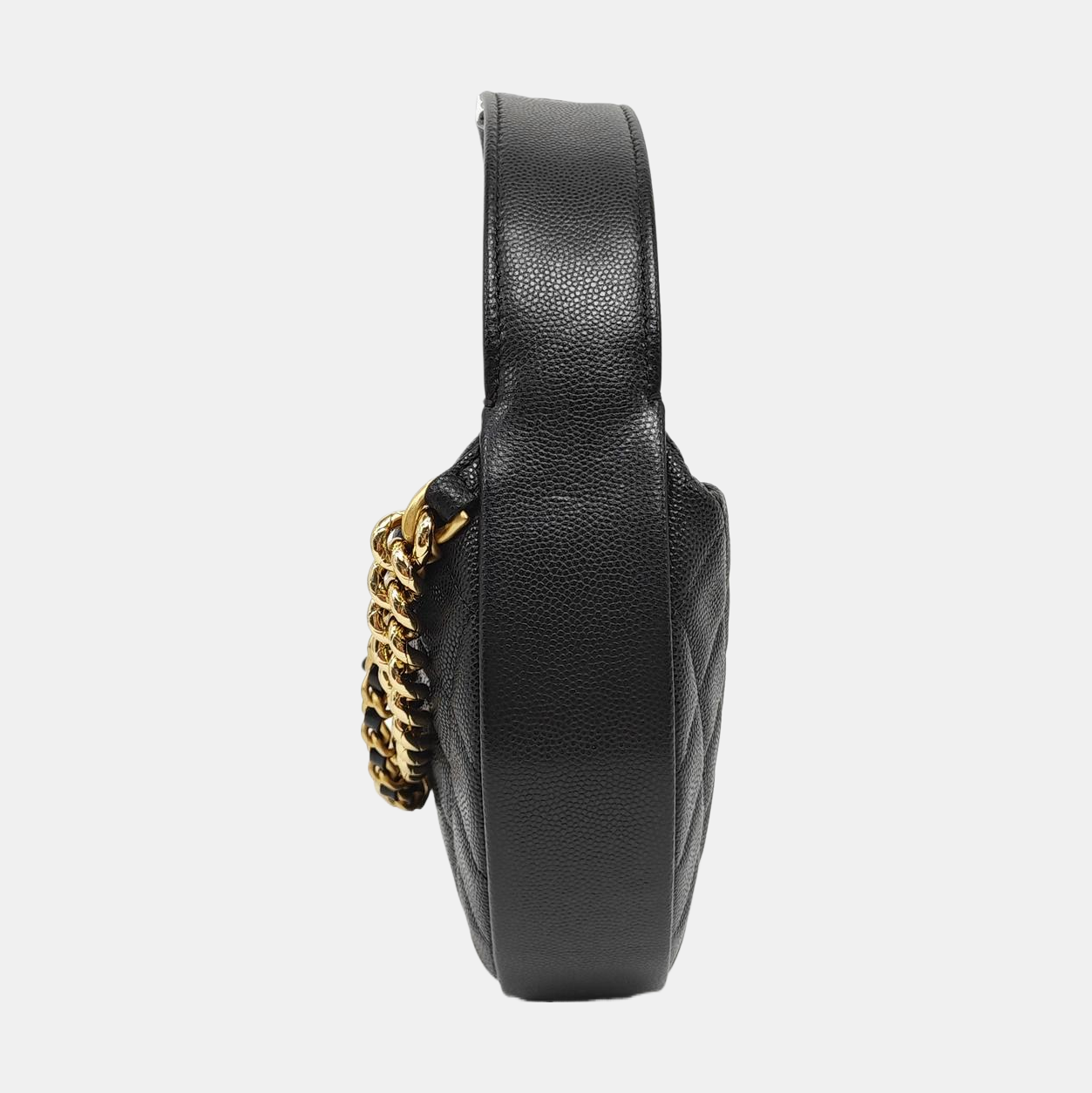 Quilted Grained Calfskin Top Handle Bag Black