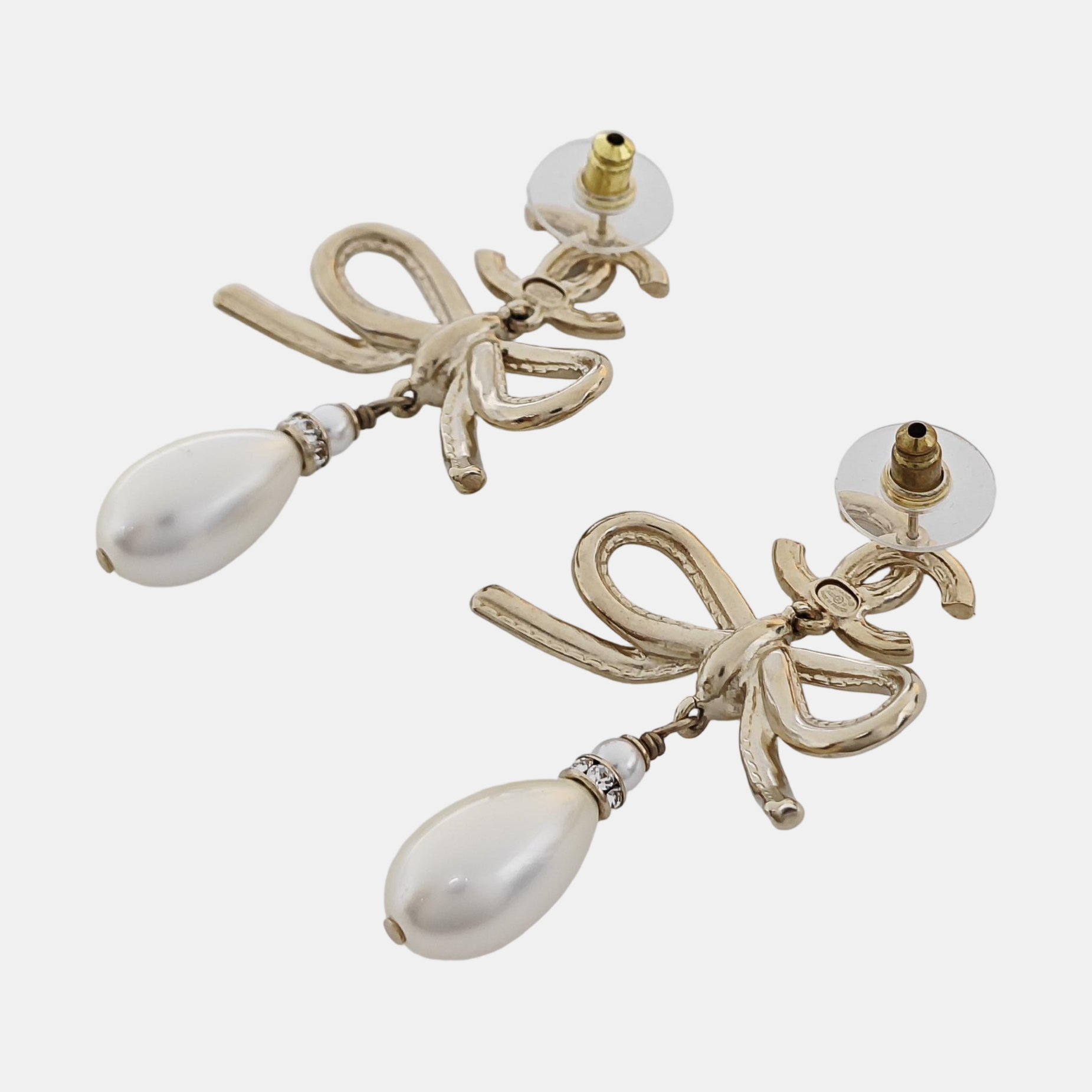 CC Logo Metal Gold Stud Earrings