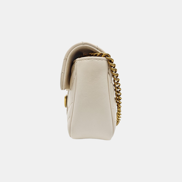 GG Marmont Mini Quilted Calfskin White